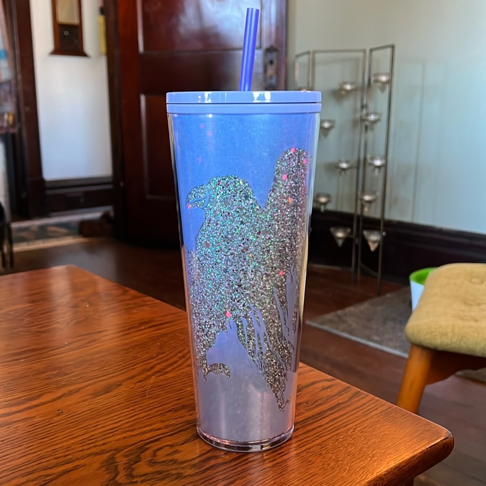 Halloween glow in the dark crow tumbler